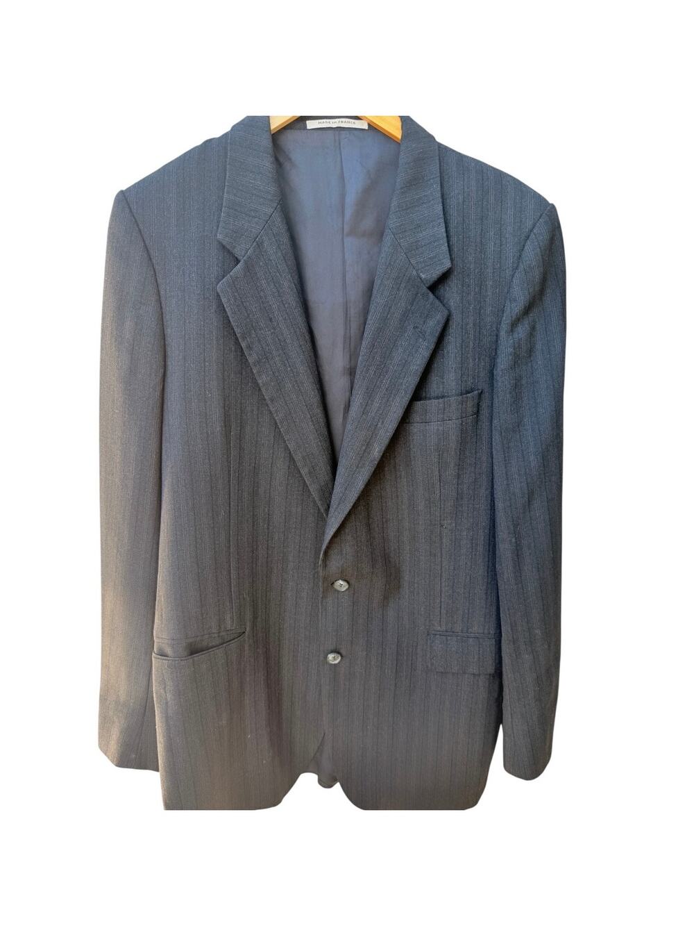 Yves Saint Laurent Blazer Jacket Mens 40R Gray Pinstripe Made In France Vintage